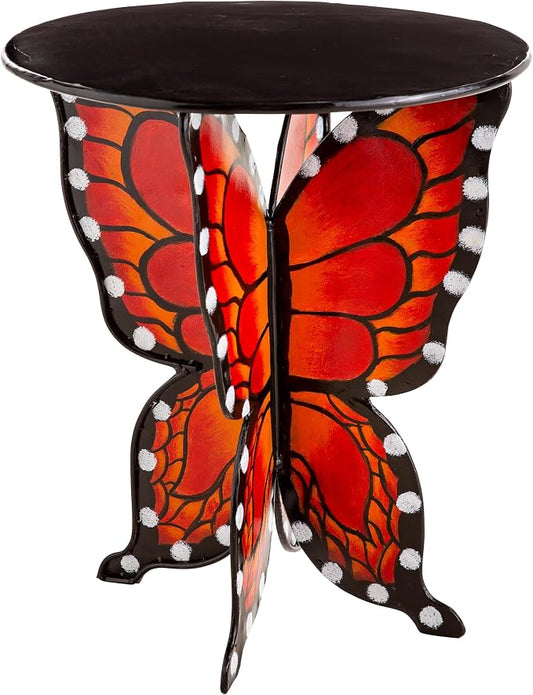 Evergreen Garden Beautiful Indoor Outdoor Metal Side Tables for Your Patio, Lawn, Garden or Home Décor (Butterfly)