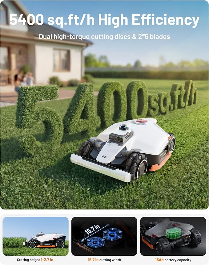 Mammotion LUBA 3 AWD 5000 Robot Lawn Mower Ultimate Kit, with Garage & Washstand, Wire-Free for 1.25 Acre, 80% Slope, LiDAR+NetRTK+AI Vision, Multi-Zone, App Control, Cut Height 1.0"-2.7"