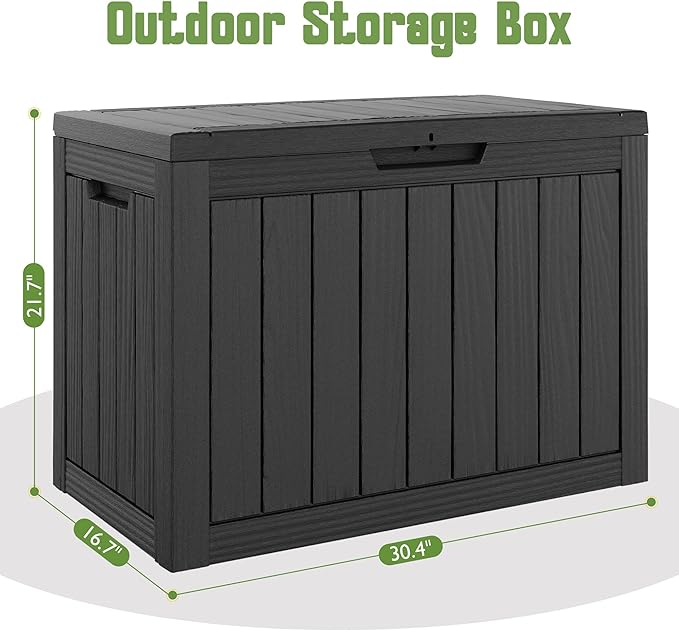 KAMABOKO 55 Gallon Outdoor Storage Box, All-Weather Resin Deck Box Outdoor Waterproof with Lockable Lid for Patio Cushions, Package Deliveries, Garden Tools, Pool Supplies, Black
