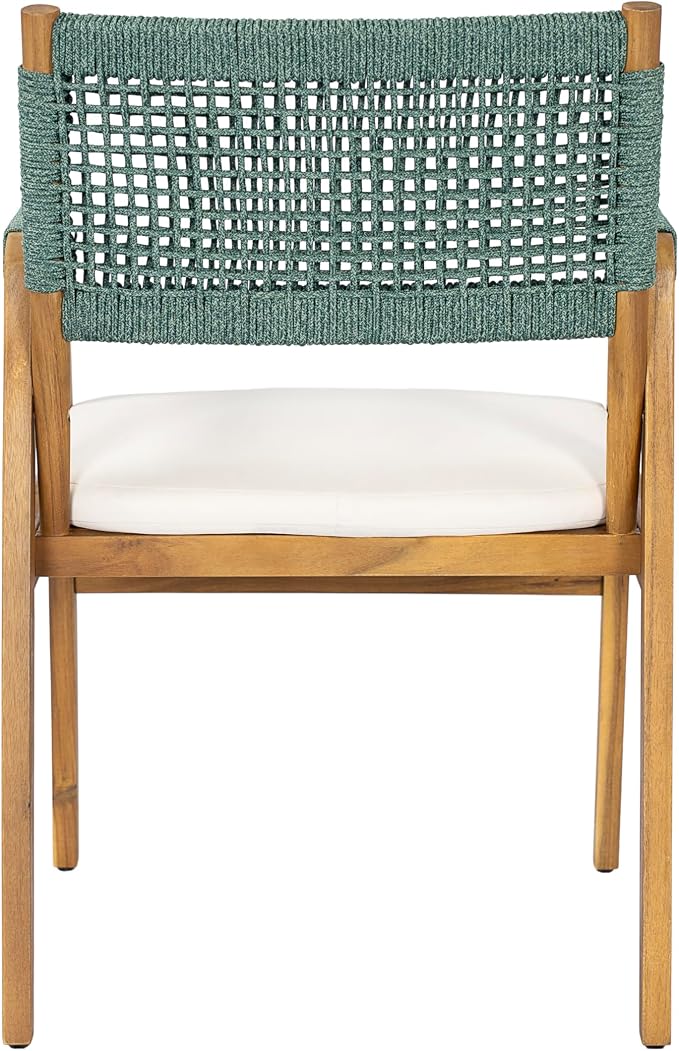 Christopher Knight Home 7-Piece Outdoor Dining Set, 70" Acacia Wood Patio Table, Teak Finish with 6 Armchairs, Beige Cushions & Rope Woven Back, Backyard Garden Deck Furniture Set