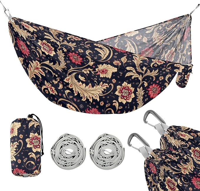 Camping Hammock Outdoor Hammocks for Outside Paisley India Beach Trees Portable Lightweight with Pockets Tree Straps Indoor