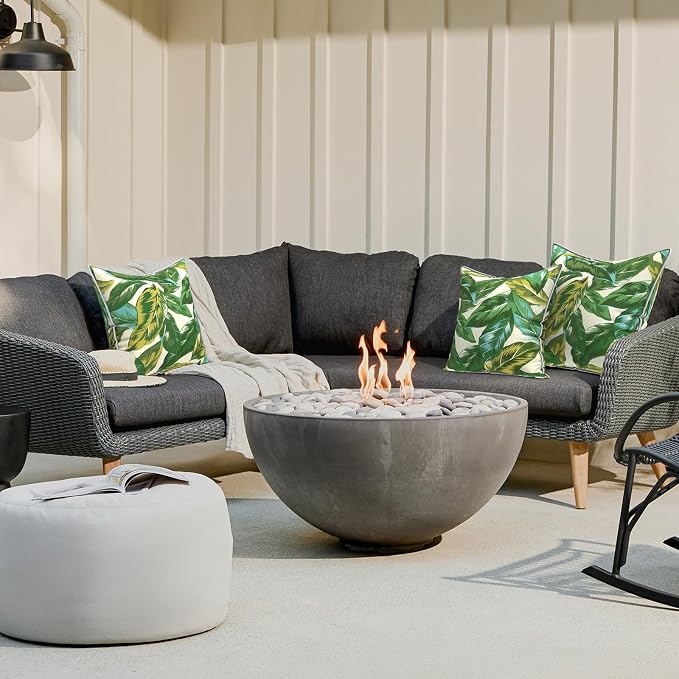 LVTXIII Set of 2 Patio Throw Pillows 20"x20" Fade Resistant Outdoor Throw Pillows with Inserts, Fluffy Decorative Garden Toss Pillow Cushions for Home Patio Coach Use, Lush Leaf Jungle