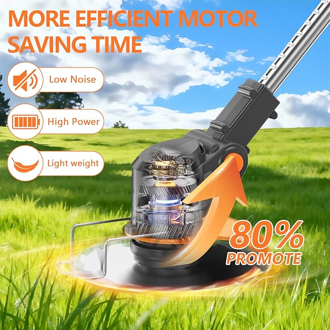 Electric Cordless Weed Wacker, 21V Electric Weed Wacker Eater with Battery Charger, 3 in 1 Grass Trimmer with 4 Types Blade, Lightweight Adjustable Design for Lawn, Yard