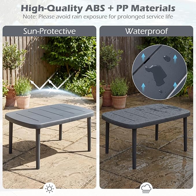 Tangkula Outdoor Coffee Table, Patio Tea Side Table with Aluminum Alloy Rods, Weather-Resistant Small End Table, Outside Accent Coffee Table for Poolside, Balcony, Garden, Porch and Lawn (Gray)