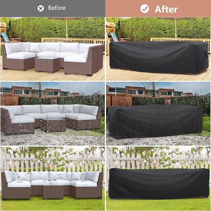Patio Furniture Set Cover Waterproof, Mrrihand Outdoor Sectional Sofa Set Cover Heavy Duty 600D Table and Chair Set Cover 118" L× 57" W× 28" H
