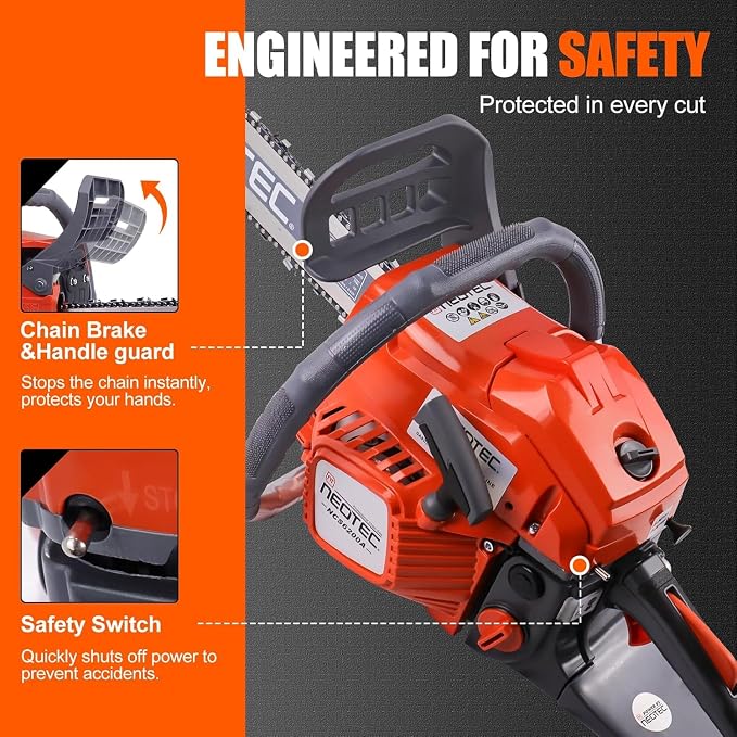 62CC Gas Powered Chainsaw 18 22 Inch Bars Handheld Cordless Ergonomic Chainsaws 2-Cycle Petrol Gas Chain Saw for Backyard Storm Cleanup Tree Cutting Firewood Wood