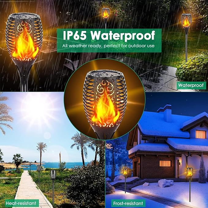 Solar Lights Outdoor 99 LED Higher & Larger Flickering Flame Solar Torch Light 43" Waterproof Outdoor Lighting Solar Powered Pathway Lights Christmas Decorations for Garden Patio Yard (6Pack)