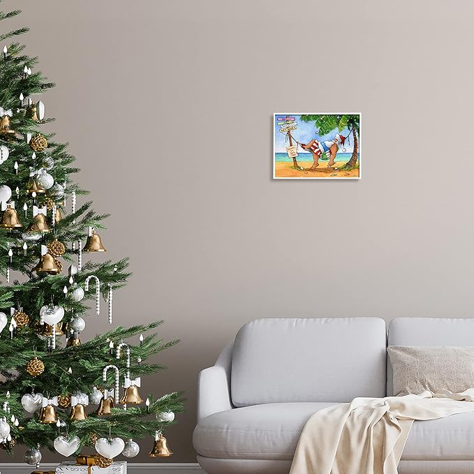 Stupell Industries Tropical Santa Claus Resting Hammock Festive Palm Tree, Design by Steve Vanderbosch