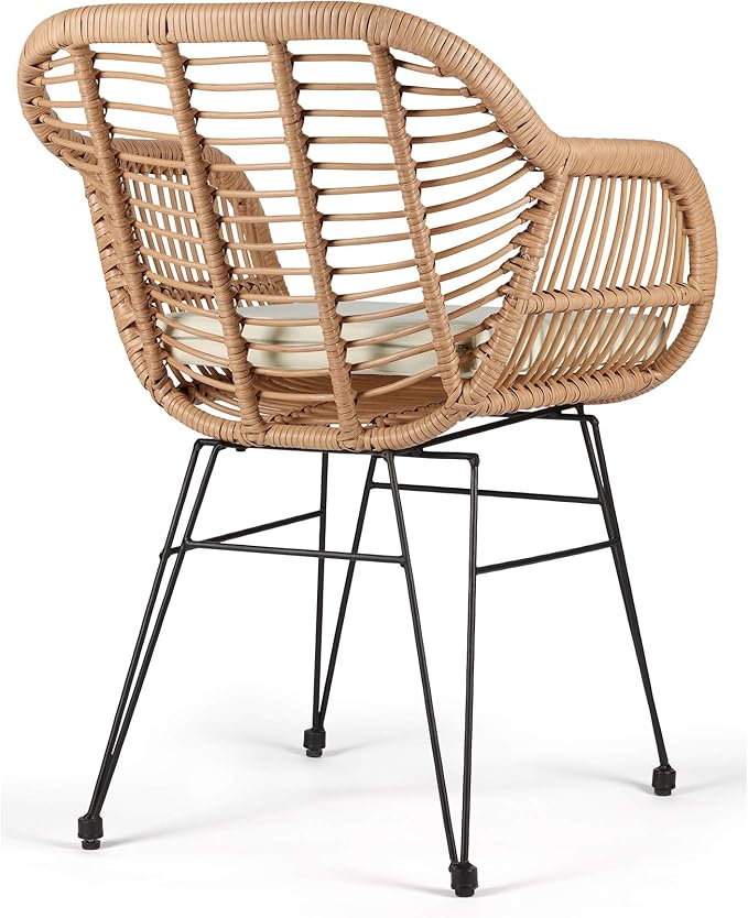 WestinTrends 3 Pc Set Furniture Wicker Rattan Patio Conversation Seating Chair with Cushions and Table for Indoor Outdoor, Balcony, Porch, Garden, Pool, Deck, Lounge, White
