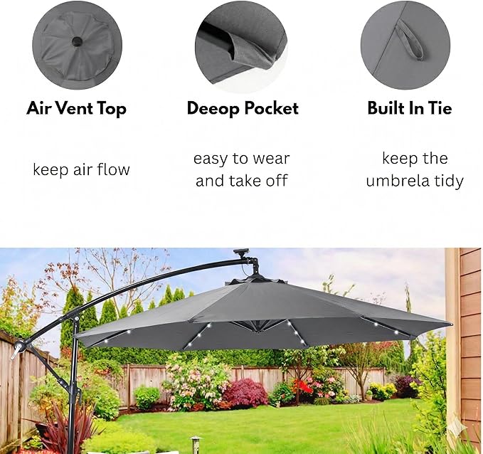 10ft Patio Umbrella Replacement Canopy for 8 Ribs, Outdoor Umbrella Canopy ONLY, Market Umbrella Top, Water-Resistant & UV-Protective