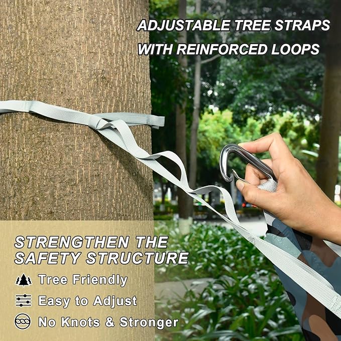 Camouflage Brown Blue 330lb Capacity Outdoor Hammock Tree Hammock for Outside Patio Backyard Poolside hamacas para Deck
