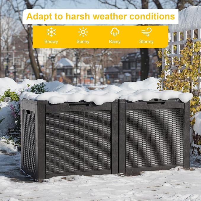 EasyUp 36 Gallon Outdoor Storage Box, Outdoor Deck Boxes for Garden Tools Equipment,Cushions and Patio Storage,Lockable and Resin,Easy to Install(Black)