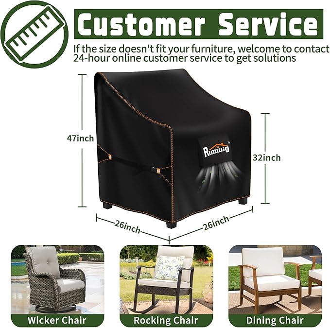 Patio Chair Covers Waterproof 2-Pack Wicker Swivel Chair Covers All-Weather Windproof & UV Protection Outdoor Furniture Covers Keep Your Chairs Like New 27x27x32x47inch
