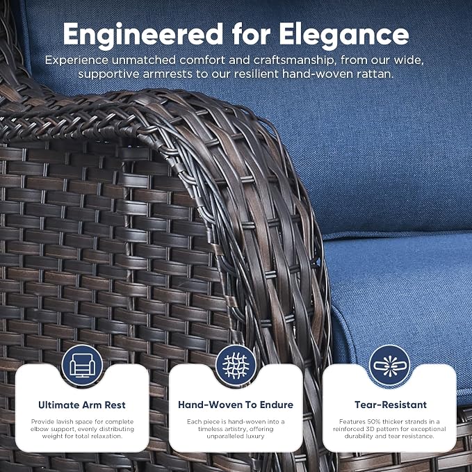 Belord Outdoor Wicker Furniture 5 Pieces Patio Furniture Set Patio Wicker Chairs with Ottomans Conversation Set for Porch Garden Deck Balcony Poolside