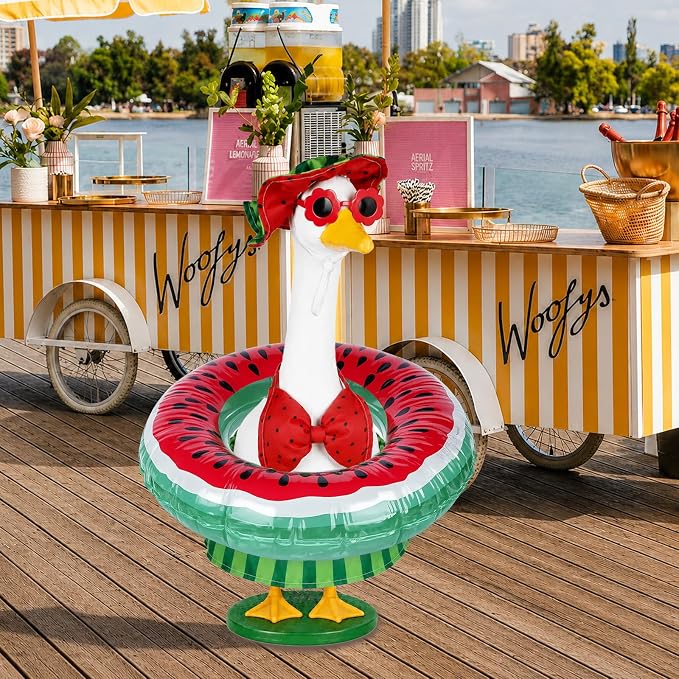 Summer Bikini Goose Outfits Hawaiian Porch Goose Outfits Fit 23inch Cemment Goose Statue Bikini Goose Clothes for Outdoor Garden Yard Decor