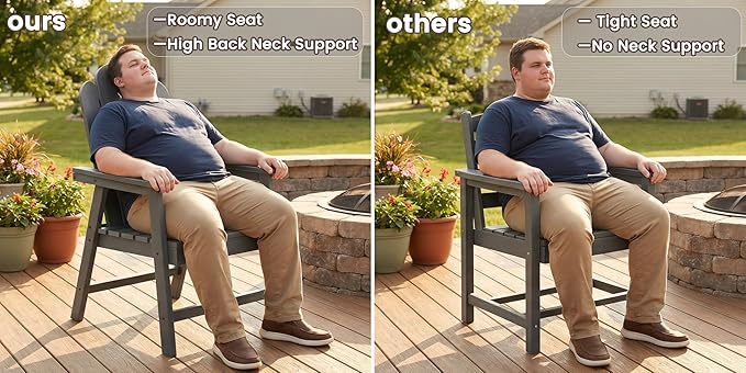 5 Piece Outdoor Table and Chairs Set, HDPE Weather Resistant, Gray | 4 seat HDPE patio dining set,high back fade resistant and waterproof, easy clean, ideal for small outdoor spaces