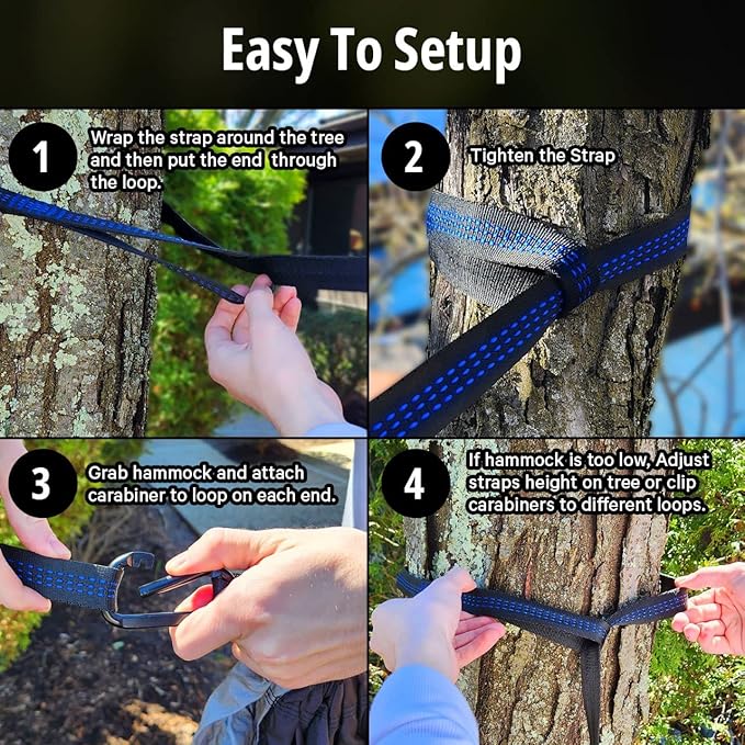 Vigel Camping Hammock - Durable Hammock, Nylon Hammock - Double or Single Hammocks - Portable Tree Hammocks for Outside - Easy to Set, Camping Accessories for Outdoor, Travel, Hiking