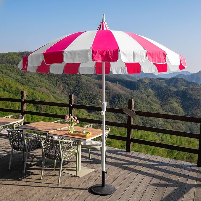8Ft Patio Pagoda Umbrella, UV Protect Pool Umbrellas with Heavy Duty Pole, Outdoor Market Umbrella for Holiday Garden Backyard
