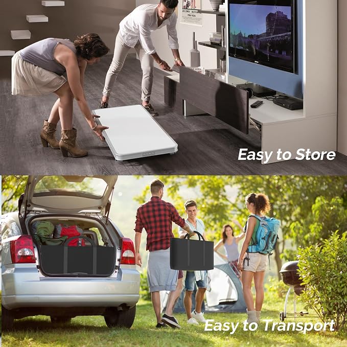 VINGLI 43" Portable Bar Table, 3-Tier Shelves, Carry Bag，Mobile Bar Table for Events, Party, Camping, Picnic, Tradeshow, Outdoor & Indoor with Black Skirt(2, 43") (2) (White, 78")