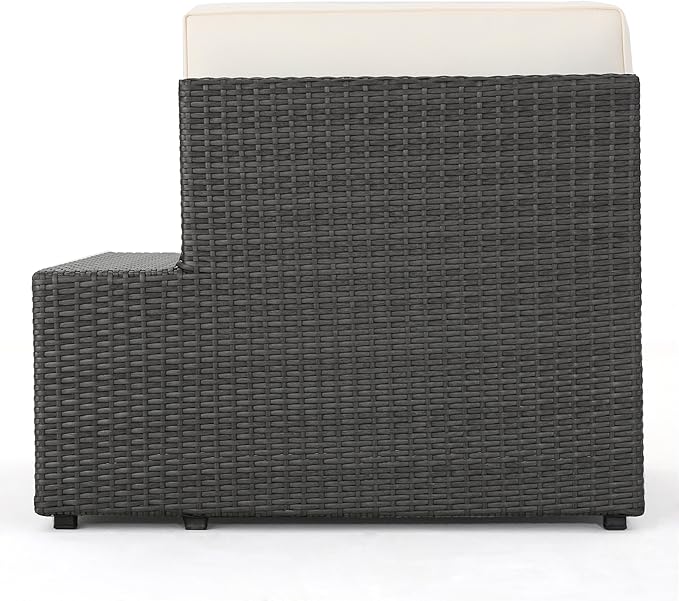 Christopher Knight Home Santa Cruz Outdoor Wicker Sectional Sofa Set with Water Resistant Cushions, 6-Pcs Set, Grey / White