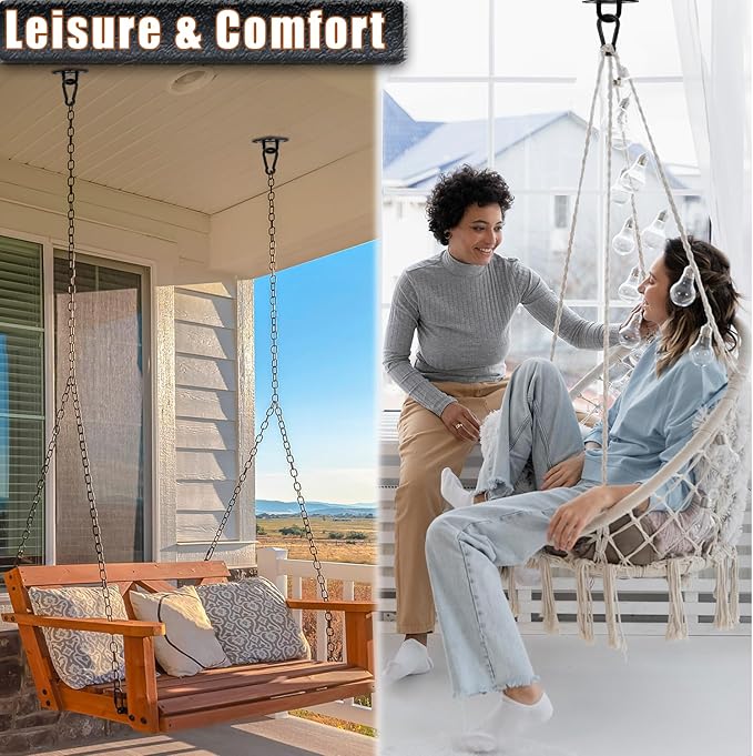 Stainless Steel Hammock Hanging Kit, 1700lb Capacity, 2pcs 10MM Hooks for Porch Swing, Hammock Chair, Wall Ceiling Mount