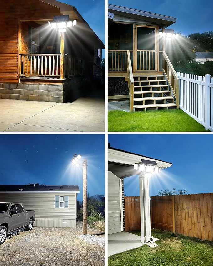 Motion Sensor Outdoor Lights with Flexible Octopus Tripod , 6000LM 336LED Security Flood Lights with Remote Control, 360°Wide Angle, 6 Heads Solar Lights Outdoor Waterproof for Yard Patio Garage