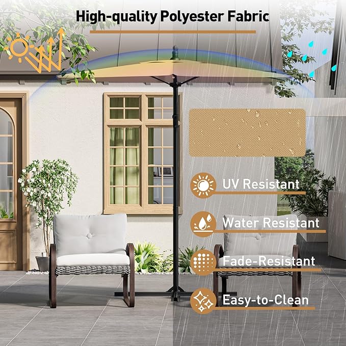 COSIEST Offset Patio Umbrella, Cantilever Hanging Outdoor Umbrella w/360-degree Rotation, Handy Crank, UV/Waterproof Canopy, 6 Ribs for Market, Backyard, Poolside, Garden