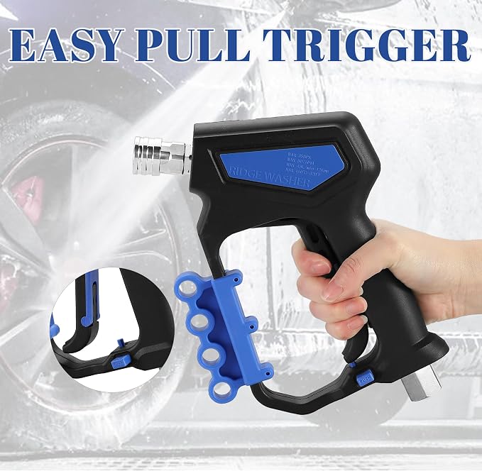 RIDGE WASHER Pressure Washer Gun Swivel, Power Washer Gun 5000 PSI with 1/4" Quick Connector, 12 GPM, 360°3/8 NPT Thread, M22-14mm and M22-15mm Fitting