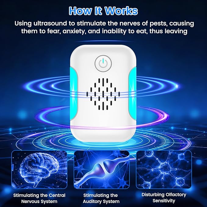2026 Upgraded Ultrasonic Pest Control Repeller, Mouse Repellent Indoor for Spider Bug Roach Ant Fly Mice Rat Insect Deterrent, Mouse Rodent Repellent Ultrasonic Plug in, 2 Mode Switching, 6 Pack