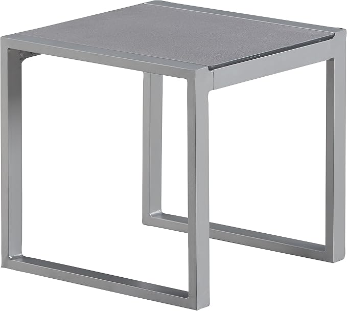 Elle Decor Tropez Mesh Outdoor Patio Furniture Collection with Metal Frame Side Table, Gray