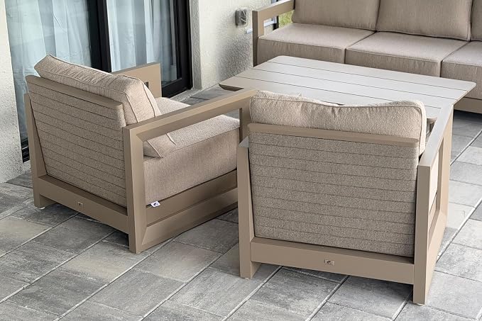 PURPLE LEAF Patio Furniture Set Enclosed Outdoor Couch with 9.6" Thick Cushion and Soft Pillows 12 Piece Modern Outdoor Conversation Sets with Table Outdoor Sectional Sofas for Yard Porch Deck, Khaki