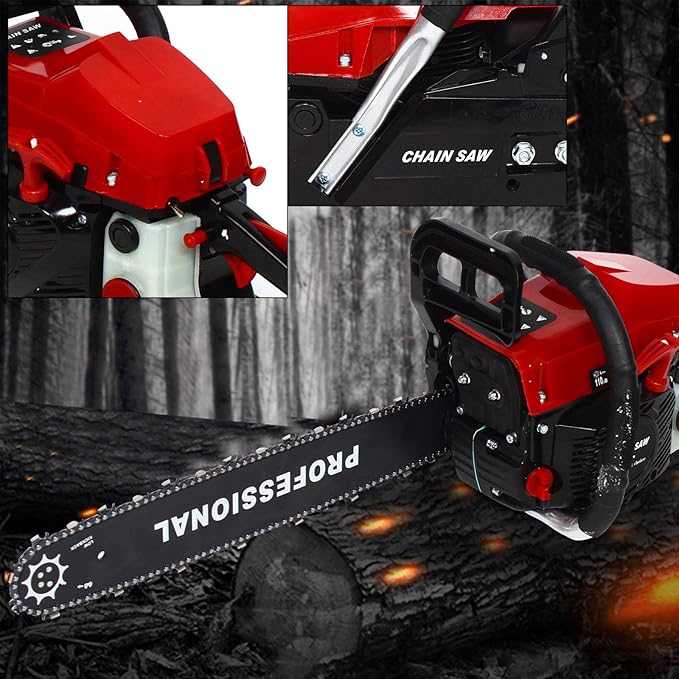 58CC Gas Powered Chainsaw, 2 Stroke Bar chain saws, Woodworking Saw Cutting Job Chain Saw with 20-Inch Bar And Tool Kit For Cutting Wood Outdoor Garden Farm Home
