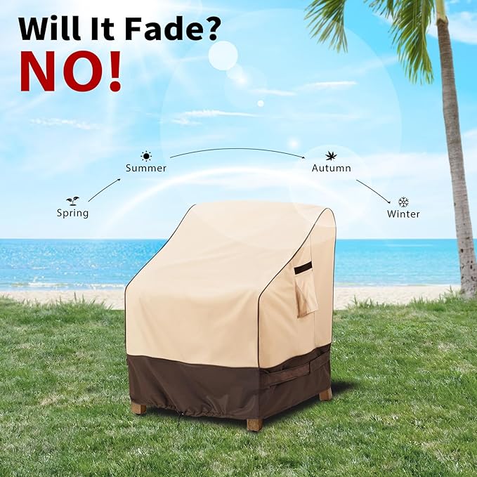 KylinLucky Waterproof Patio Furniture Covers 32W x 37D x36H inches 2 Pack, Lawn Outdoor Chair Cover Khaki