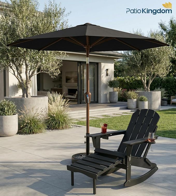 PatioKingdom 10FT Patio Umbrella with Push Button Tilt and Crank, Outdoor Market Umbrella with 8 Fiberglass Ribs, UV Protection Table Umbrella for Pool,Backyard,Garden,Deck