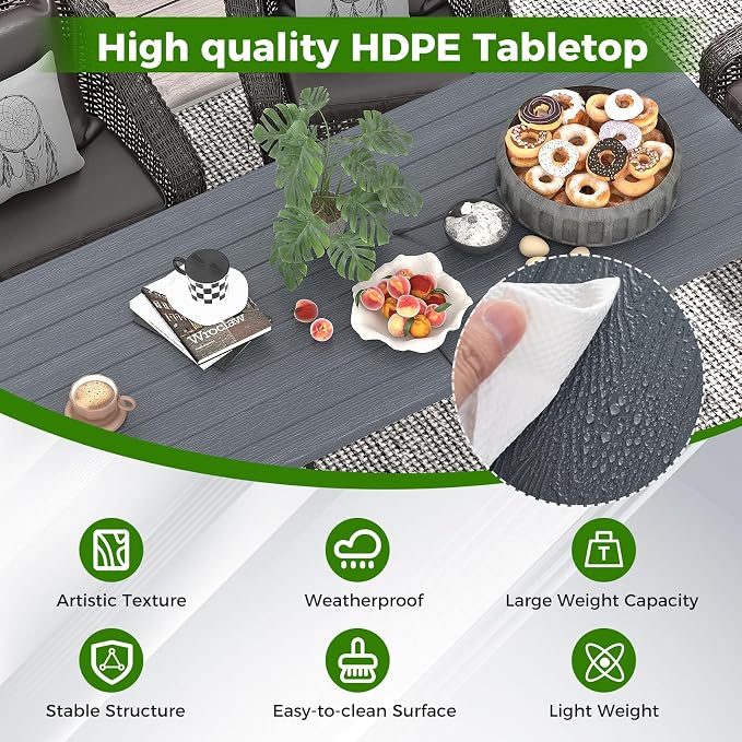 Giantex 6ft HDPE Folding Table, Outdoor Indoor Foldable Table with Metal Legs, Fold-in-Half Portable with Handle for Picnic, Camping, Banquet, Party Event (Gray)