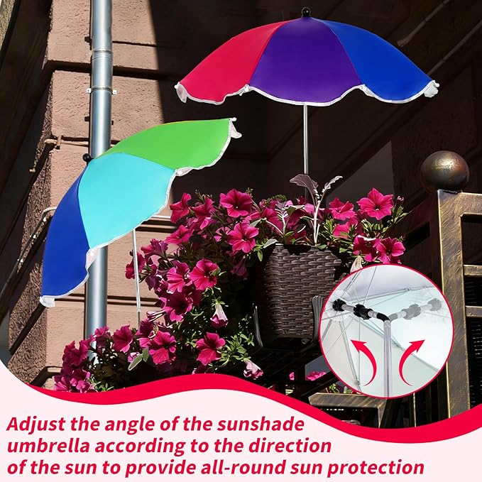 4 Pack Plant Umbrellas for Outdoor Plants 25" Larger Garden Umbrella Sun Shade with Adjustable Angle 40" Higher Sun Protection Cover Shade for Plants, Potted Flower,Garden Bed