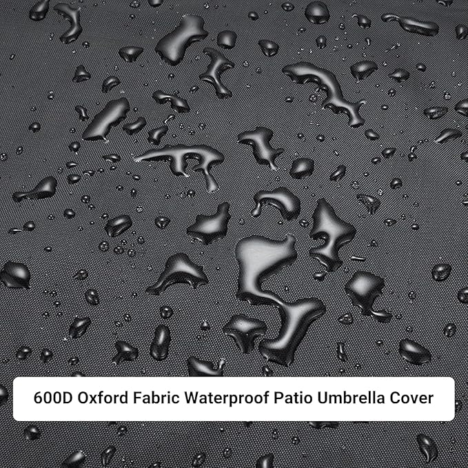 OKPOW Umbrella Cover 420D Oxford Fabric Patio Umbrella Covers Waterproof with Zip, for 9ft to 12ft Garden Outdoor Umbrella (Black)