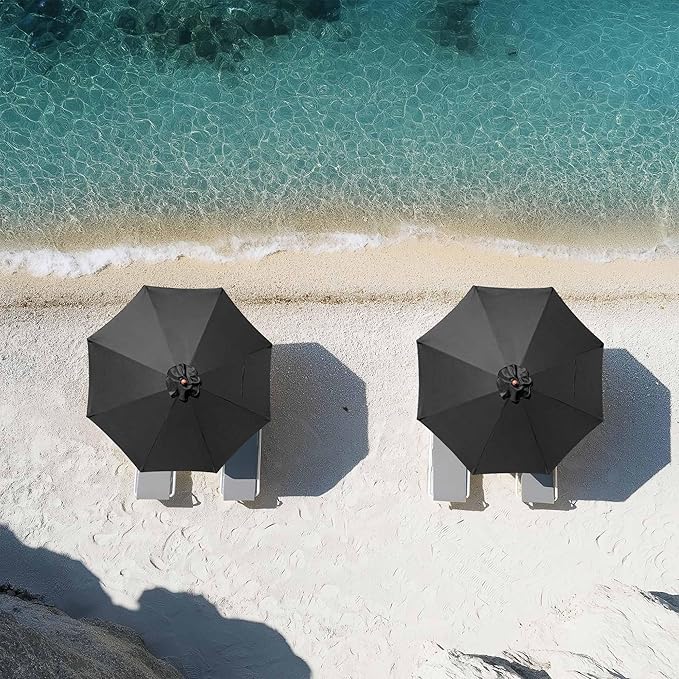 Yescom 9ft Coastal Solid Wood Umbrella Pulley Lift Commercial Base with Wheel Included for Seaside Restaurant Terrace Poolside Beach Club