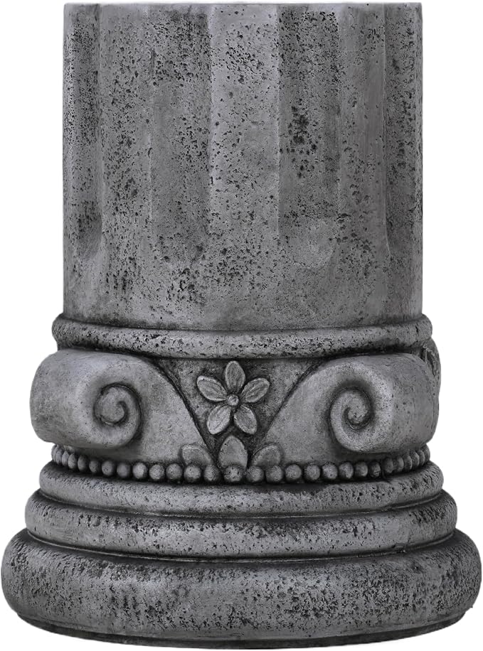 Modern Cement Tree Stump Stool Table, Faux Stone Round Outdoor Side Table for Patio & Garden, Indoor and Outdoor Accent Furniture, Antique Grey
