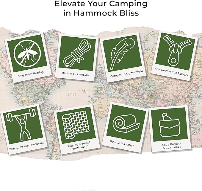 Hammock Bliss Sky Bed Bug Free - Insect Free Hanging Tent That Hangs Like A Hammock But Sleeps Like A Bed - Unique Asymmetrical Design Creates An Amazing Lay Flat Camping Hammock Sleeping Experience