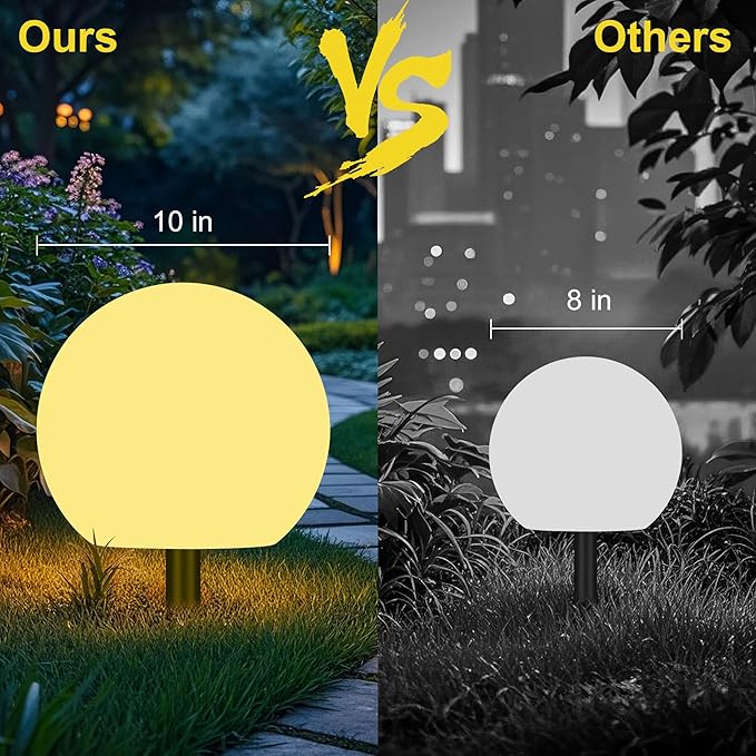 shumi Solar Ball Light-10 Inch LED Outdoor Table Lamp 16 RGB Colors and Dimmable Globe Light with Remote, Decor for Patio, Garden, Yard, Beach, Pathway