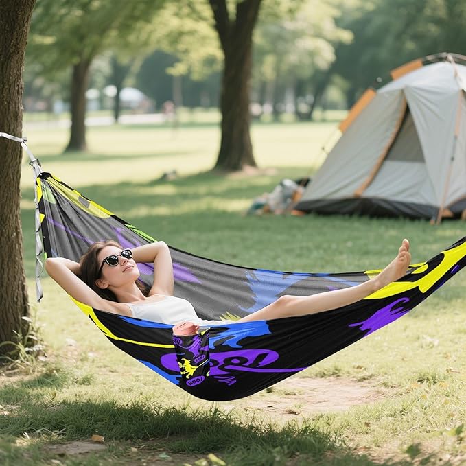 Hammocks for Outside Halloween Witch Camping Hammock Portable Hammocks with Tree Straps and Carry Bag Camping Accessories for Hiking Beach Outdoor