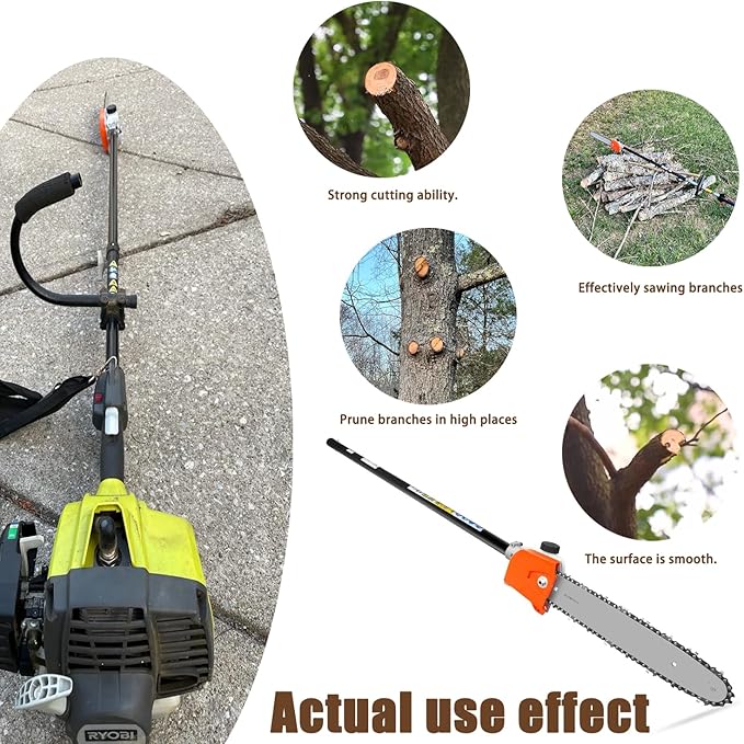 Gabasinove Pole Saw Chain attachment Compatible With Ryobi's Homelite Snapper Craftsman John Deere's WORX brushcutter Trimmethead and Powerhead Black