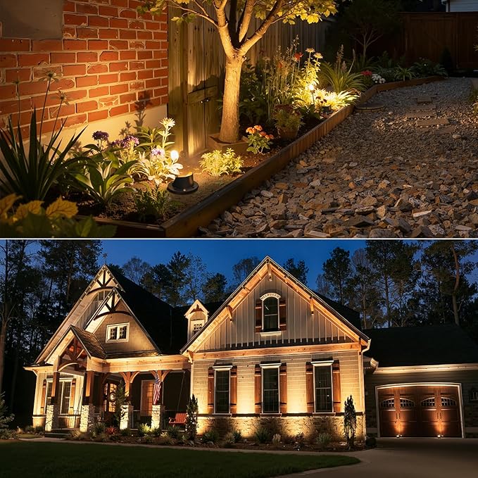 All-in-One Low Voltage Landscape Lighting 12W LED Well Lights IP67 Outdoor In-Ground Lights Waterproof with 144W Transformer, 2700K Warm White Pathway Lighting for Yard Garden, 12 Pack