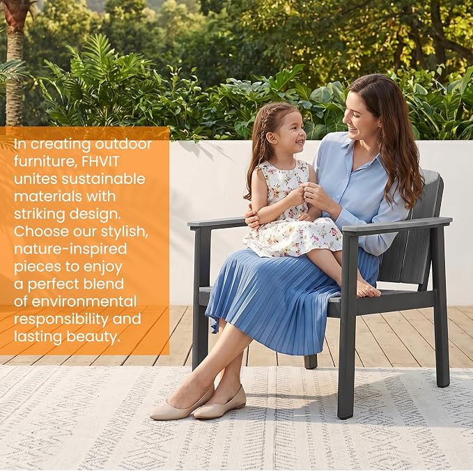 Aluminum Patio Furniture Set, Outdoor Furniture Set 4 Pieces Aluminum Frame HDPS Faux Wood, All Weather Conversation Set for Backyard, Garden, Poolside Grey