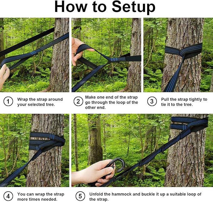 NOBRIM Camping Hammock Large Portable Hammock Accessories Swing with 2 Tree Strap 2-3 People Nylon Parachute Hammock for Outdoor Leisure