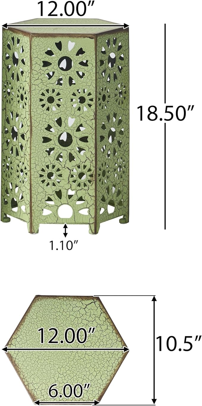 12" Outdoor Side Table, Metal Side Table, Multi Functional Decorative Cutout, Coffee Table, Night Stand, Plant Stand for Patio, Garden, Backyard, Gazebo Indoor (Green)