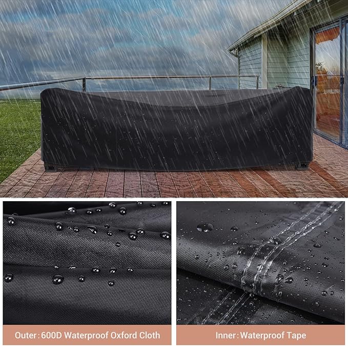 Patio Furniture Set Cover Waterproof, Mrrihand Outdoor Sectional Sofa Set Cover Heavy Duty 600D Table and Chair Set Cover 74" L×47" W×28" H