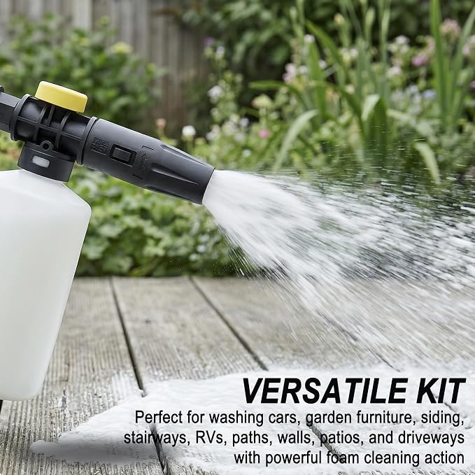 FJ6 Foam Cannon, Compatible with Kar-Cher K1-K7 Pressure Washers, 700ml Tank, Adjustable Spray Nozzle, for Cars, RVs, Garden Furniture, Patios