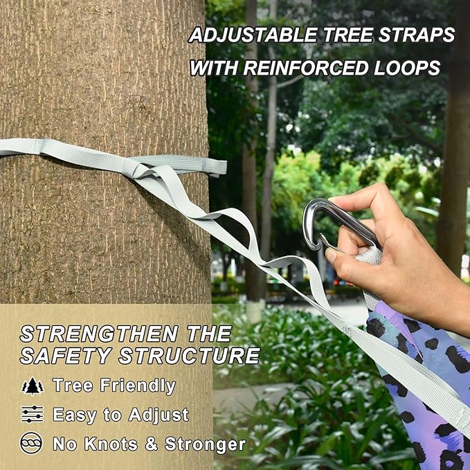 Camping Hammock Outdoor Hammocks for Outside Blue Laser Leopard Cheetah Beach Trees Portable Lightweight with Pockets Tree Straps Indoor